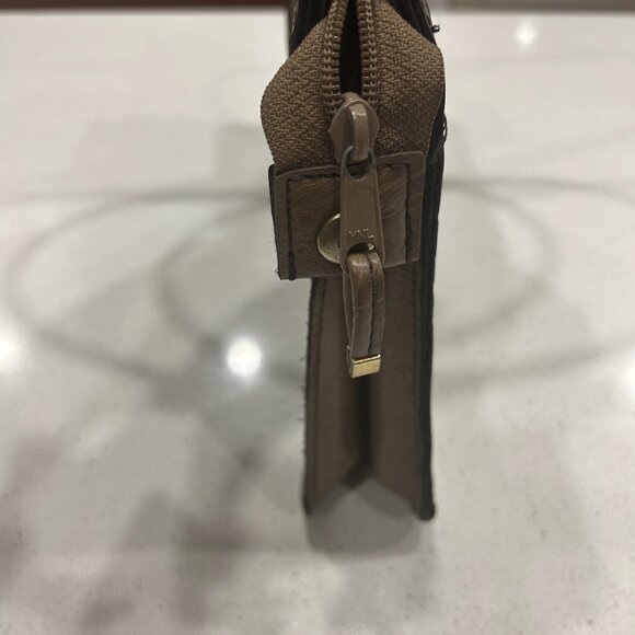 Vintage Cornell Creations Leather Handbag Light Brown Structured Architectural - Picture 12 of 13